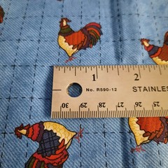 Cranston Print Works Chickens Blue Cotton Fabric 19 x 44 Inch Piece New Unwashed