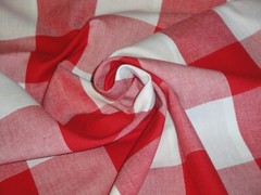 Dunroven House 3 Inch Farmhouse Check Red White Woven Cotton Homespun Fabric