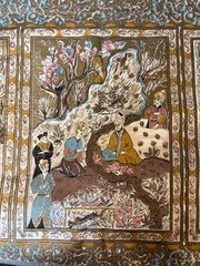 Fabric Lot Oriental Asian Silk Panel Prints Frame Or Cut 6 Pieces Vintage
