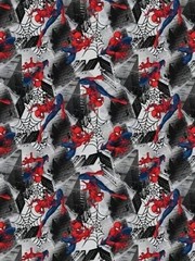 1 Yard Spiderman Marvel Comic 36”x42” Grey, Black, Red, Webs