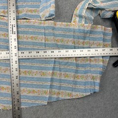Vtg Blue White Striped Floral Voile Open Weave Remnants Crafting Lot 3.1oz