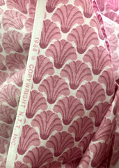 2.5 YD 45X88 Vtg 1988 NTT INC Pink Fanciful Shell Print Quilt FABRIC Cotton