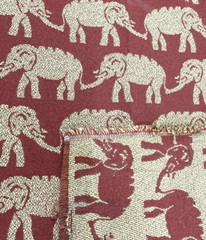 Duralee Red Elephant 15451 Driftwood Decor Fabric Remnant #11