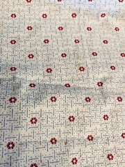 VTG Blue Dots in a Grid Pattern & Red Floral on Soft White Cotton BTFQ