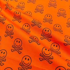 Casual Shirts Boxer Shorts Orange Cotton Fabric Smiley Skull & Crossbones Print