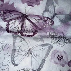 VTG Joann Fabrics Keepsake Calico Purple/Gray Flowers/Butterflies 108” X 42”