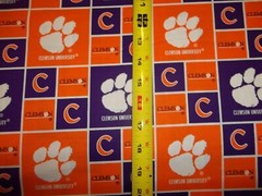 CLEMSON UNIVERSITY ” TIGERS” SQUARES DESIGN BRAND NEW 1 YARD 100% COTTON