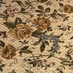 Rosette Beige Floral Upholstery Fabric