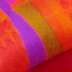 Vntg 1960’s Vibrant Orange Hot Pink Abstract Shantung Silk Fabric 38″x144″
