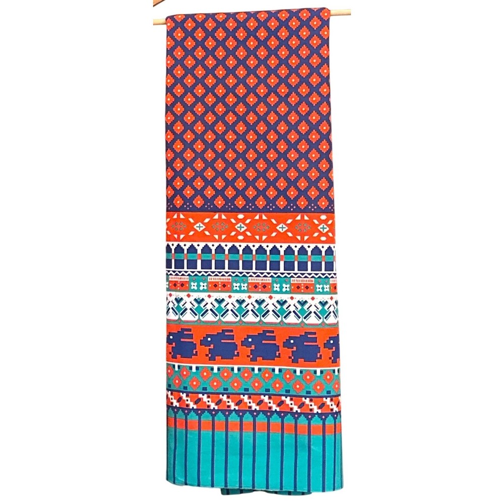 Vintage Unstitched Fabric Panel Boho Geometric Tribal Print Textile DIY Art