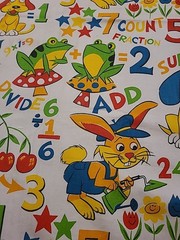 Vtg House ‘N Home Fabrics Cotton Home Decor Novelty Nursery Fabric Animals Math