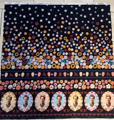 The official “Frida Kahlo Cameo Border” (#19610) for Robert Kaufman Fabrics.