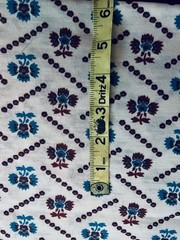 VTG Mid Century Brown & Blue on Wht Floral Knit Fabric Minimal Stretch 56″x 54″