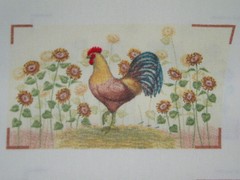 fabric panel, 6 sets of oven mitt tops, ROOSTER, #2