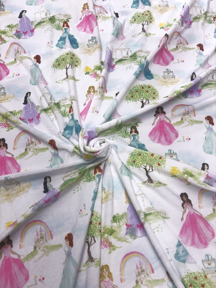 60″ Wide Once Upon a Time Princess Minky Fabric By The Yard