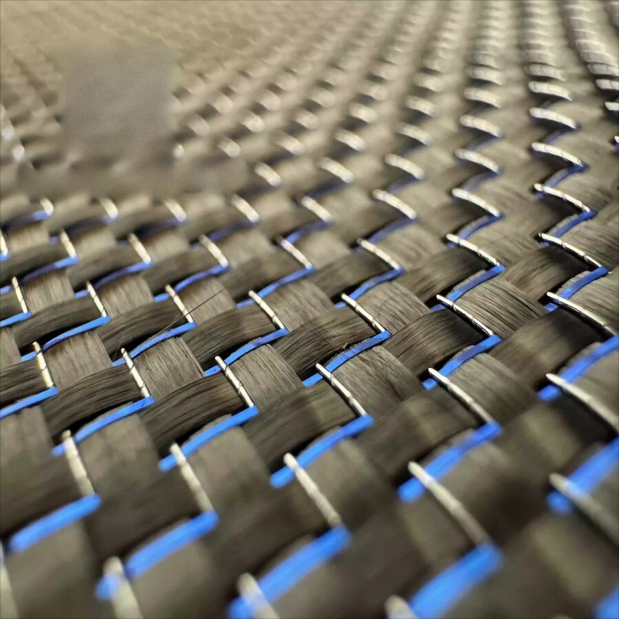 3K 230gsm metal wire plain carbon fiber cloth blue + silver 100*50cm (40″*20″)