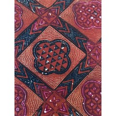 Vintage Geometric Fabric Rust Black Global Boho Cotton 70s Mod Earthy Nomad Art
