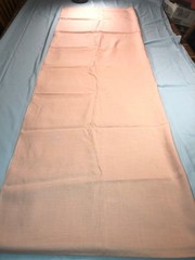 Solid peach/pink rayon-like medium weave fabric, 45″W x 135″L (3.75 yd),not used