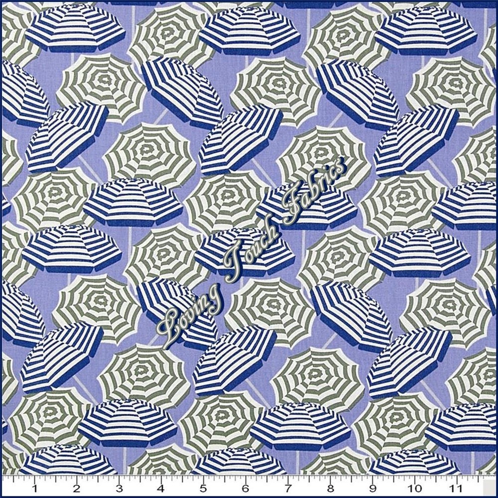BENARTEX / KANVAS STUDIO “CABANA” UMBRELLAS #05976 COTTON FABRIC 1/2 YD 18″X44