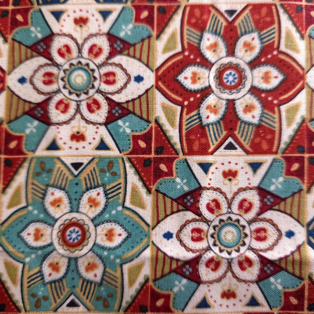 Artisan Tile Geometric Mosaic Cotton Fabric 44″x36″ Precut Yard