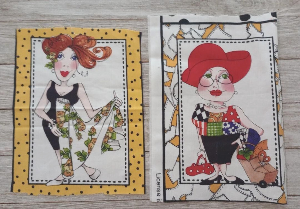 loralie ladies sophisticates fun fabric 7 x 5.5 inch 2 block #1017
