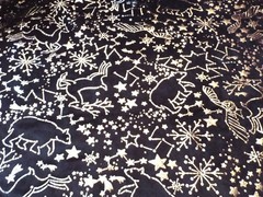Rayon Velveteen Fabric – Dark Blue with Silver Animals Stars 54″ L x 62″ W NEW