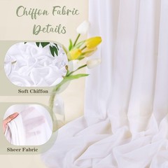 White Chiffon Fabric 5 Yards 58 Inch Wide Sheer Draping Wedding Backdrop Decor