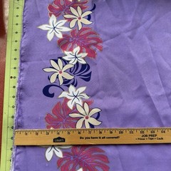 Vintage Floral Fabric Silky Purple Tropical Polyester Fabric Metallic 44″L x 58″