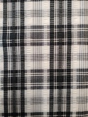 Black & White Plaid Cotton Blend Seersucker Fabric – 44″ Wide x 1 7/8 Yards