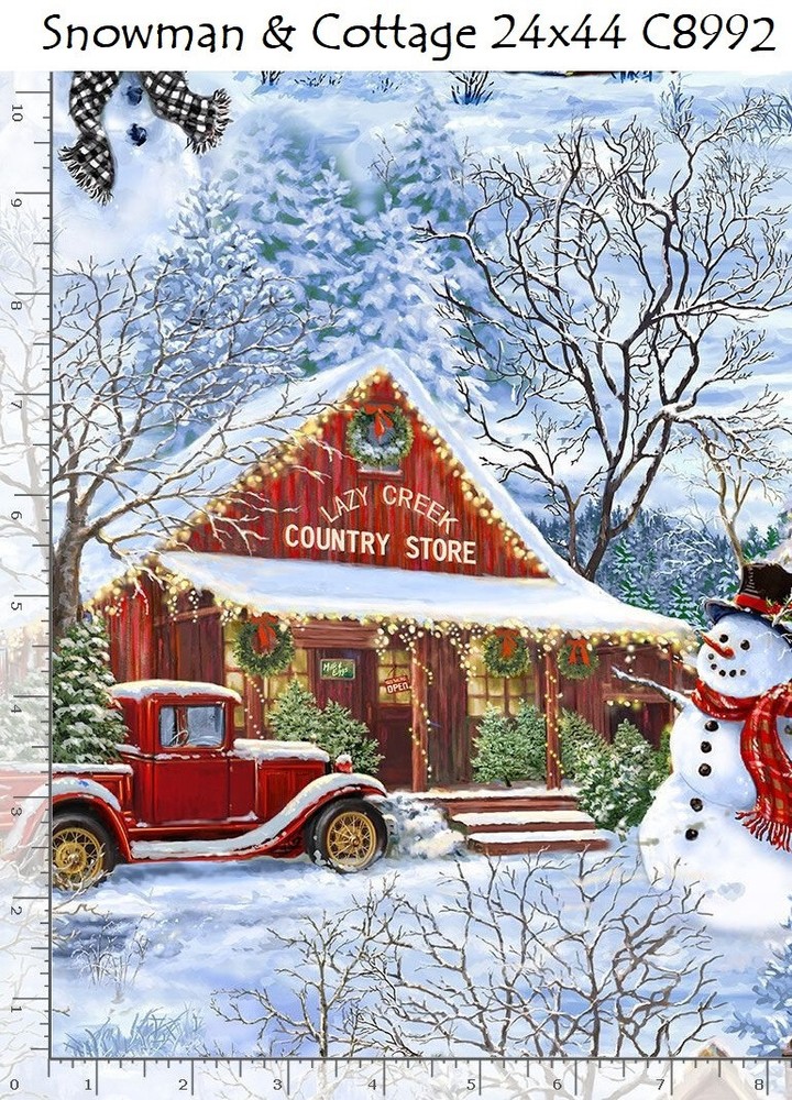 Snowman Cottage Store Christmas Holiday cotton quilt fabric Timeless 8992