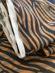Zebra Stripe Brown Grey Black Cotton Fabric 3/4Y x 44″ Width