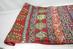 Floral Fabric Red Green Blue Textile Approximately 82 inches x 71 inches TF