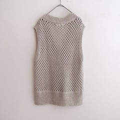 PRISTINE Cotton Yak Linen Mesh Knit V-Neck Vest Size M