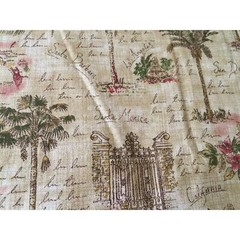Retired Waverly Sunset Boulevard Fabric 1.8 + Yards CA Landmarks Tea Stained Tan