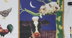 Farm Animal Barnyard Cow Chicken Cat Fabric Panel Quilting Crafts 47″ x 34″