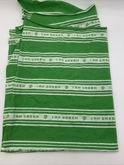 Stretch Bright Green White I AM GREEN T-shirt Fabric Remnant 39” L x 60” W