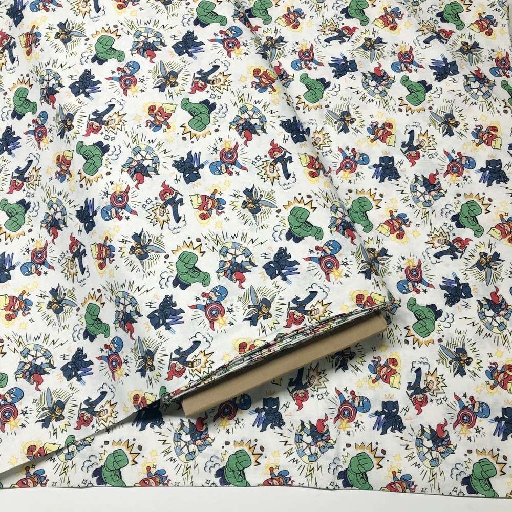 1 Yard Marvel Kapow Avengers Super Hero Cotton Fabric Hulk Black Panther Captain