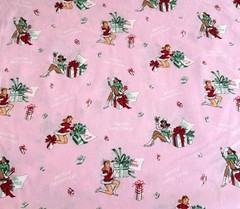 ALEXANDER HENRY Fabric FOR YOU Christmas Pin-up girls Santa Baby Pink 2019 BTY