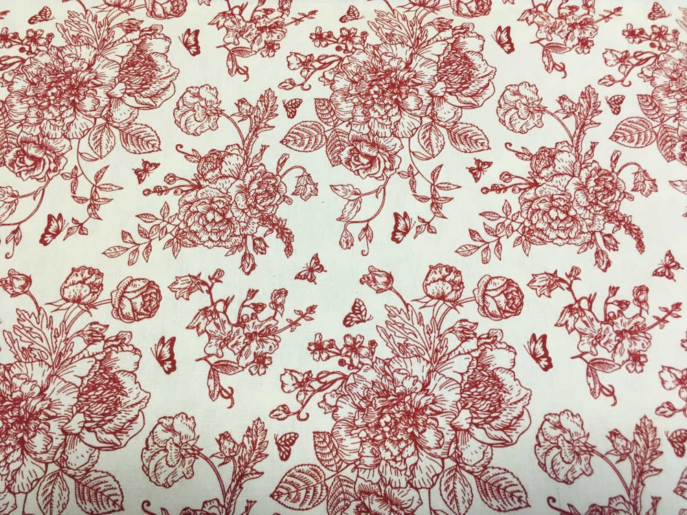 Fabric by the meter and tablecloths canvas “Flowers and butterflies” various colors | Made in Italy