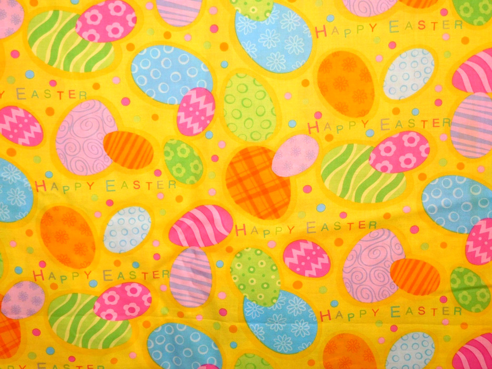 Peter Pan Fabrics Happy Easter Bright Egg Print Cotton Fabric 2 +2/3 yds.+ X 45