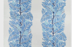 BRUNSCHWIG & FILS CURTAIN FABRIC DESIGN Palmar Print 5.2 METRES BLUE 100% LINEN