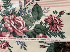 VTG Waverly Floral Fabric View from Veranda Carriage Trade Pink Stripe chintz