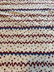 Clothworks “Hi-Jinx” Cotton Fabric Wavy Lines Dots 44” x 57”