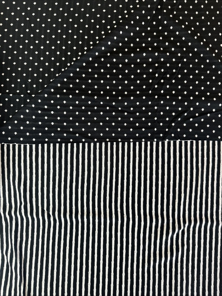 Black & White Reversible Jersey Fabric, Scant Yd, One Side Striped/polka Dot,60W