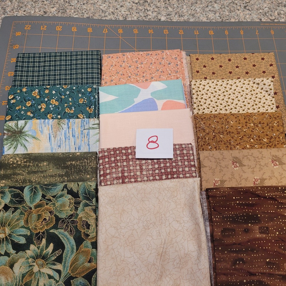 LOT OF 15 FAT QUARTERS COTTON FABRIC ASSTD COLORS & DESIGNS lot 8