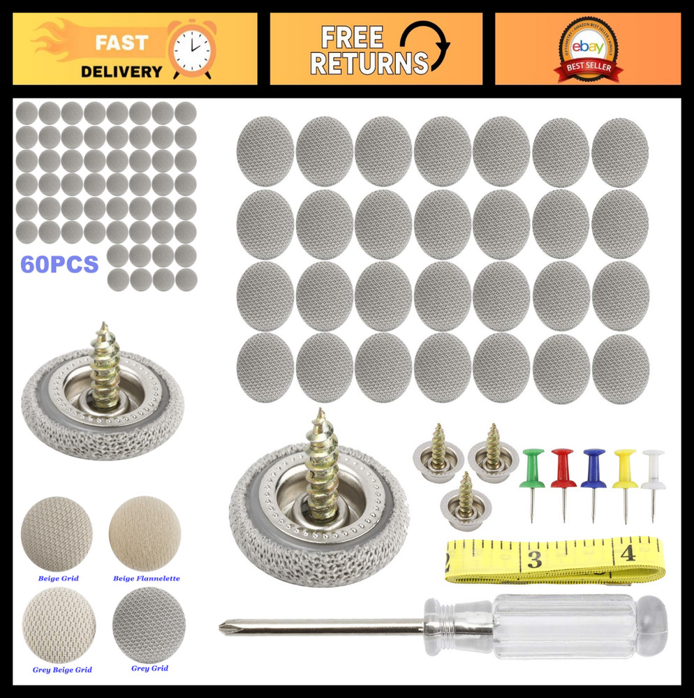 60-Piece Car Roof Headliner Repair Kit – Universal Snap Rivets & Installation To