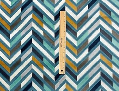 BRENTANO PANDORA ARACHNE CHEVRON VELVET GRAY AQUA CUSHION FABRIC 1.6 YARDS 50″W
