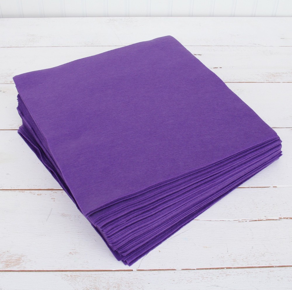 Premium Felt Sheets 50 Pack – 12″ x 12″ – Purple – Soft Wool-Like 1.2mm