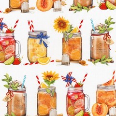 Food Fabric | Everyday Favorites Iced Tea in Glass Jar | Robert Kaufman YARD