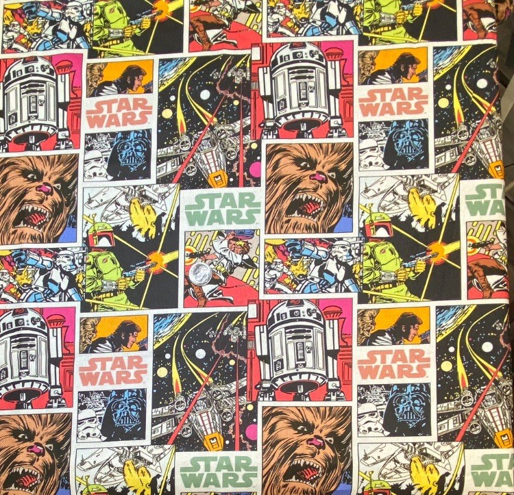 Star Wars Patchwork Fabric by Camelot Fabrics, BTHY, R2D2, Luke Sky Walker